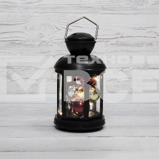 Декоративный фонарь с шариками NEON-NIGHT 12х12х20,6 см, черный корпус, теплый белый цвет свечения NEON-NIGHT