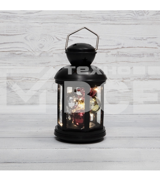 Декоративный фонарь с шариками NEON-NIGHT 12х12х20,6 см, черный корпус, теплый белый цвет свечения NEON-NIGHT