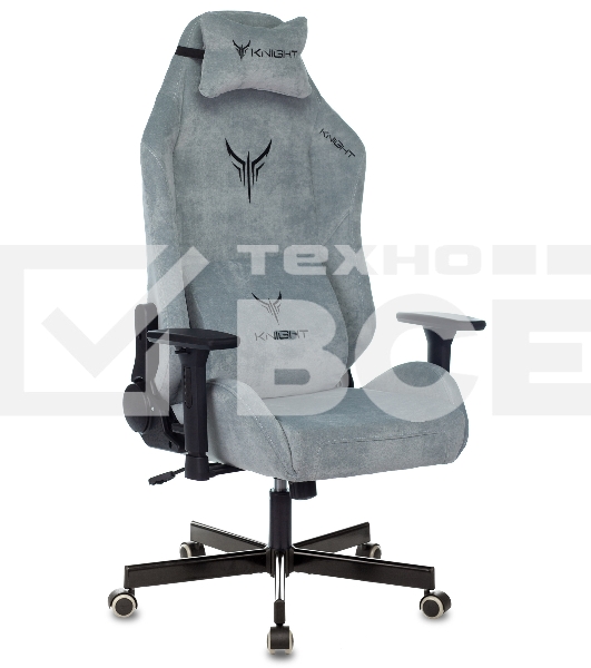 Кресло игровое Knight N1 Fabric серо-голубой Light-28 с подголов. крестовина металл