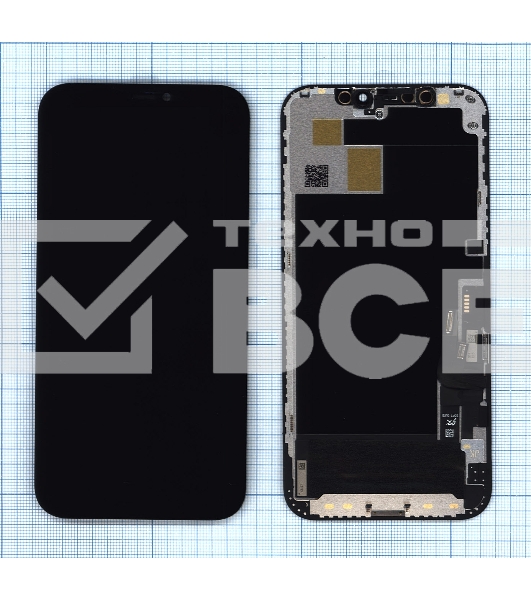 Дисплей Amperin для Apple iPhone 12, iPhone 12 Pro в сборе с тачскрином (Soft Oled), черный