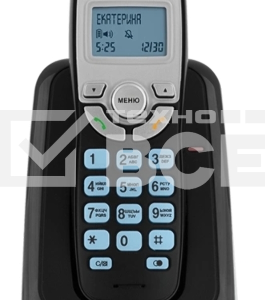 Радиотелефон teXet TX-D6905A черный (громкая связь,телефонная книга на 50 имен и номеров, определитель номера, будильник)