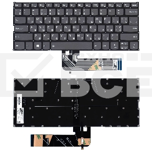 Клавиатура для ноутбука Lenovo Yoga 730-13IKB, серая с подсветкой