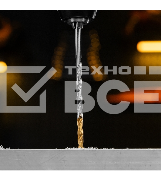 Сверло спиральное по металлу Denzel 6 х 139 мм, Р6М5, Golden Tip, удлиненное