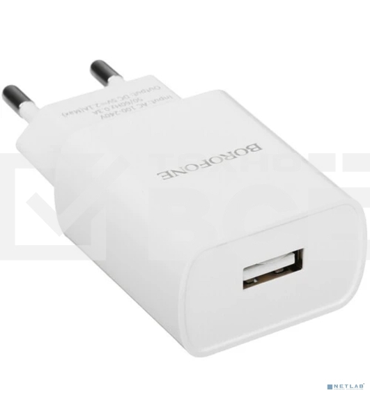Сетевое зарядное устройство BOROFONE BA20A/Сетевое ЗУ + Кабель Type-C 1m/1 USB/Выход: 10.5W/White