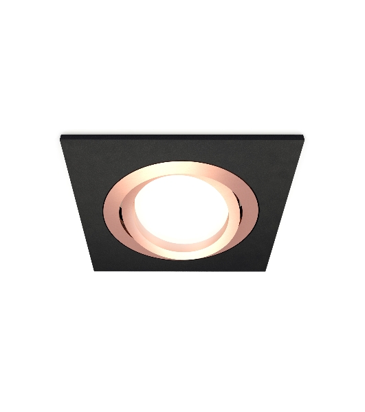 Комплект встраиваемого поворотного светильника Ambrella light XC7632084 SBK/PPG черный песок/золото розовое полированное MR16 GU5.3 (C7632, N7005)