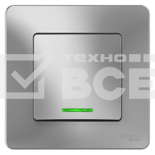 Выключатель 1-кл. СП BLANCA (сх.1) 10А 250В с подсветкой алюм. SchE BLNVS010113