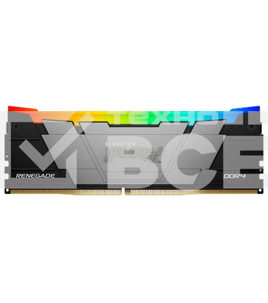 Оперативная память Kingston Fury Renegade, DDR4, 32GB (1x32GB), 3200MHz, CL16, с радиатором, RGB, серебристый/чёрный
