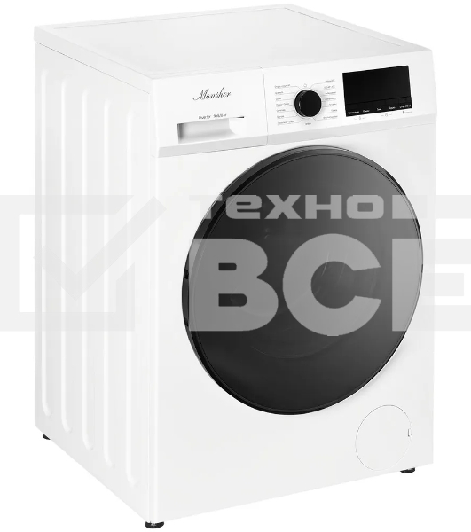 Стиральная машина с функцией сушки MONSHER MWDM 665 Blanc High-Tech, загрузка 10.5 кг, 13 программ, кнопочное управление, инверторный двигатель, 1400 об/мин, цвет белый