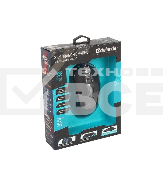 Мышь проводная Defender Sky Dragon GM-090L черный, 3200 dpi, USB, кнопки - 6