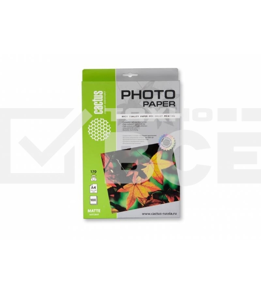 Фотобумага Cactus CS-MA4170100 матовая A4 170 г/м2 100 листов