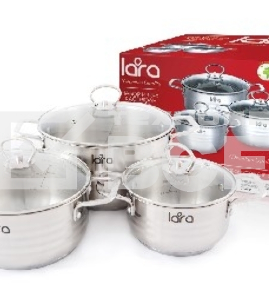 Набор кастрюль Lara LR02-80 Standart (1.8 л + 3.1 л + 5.7 л) капсулированное индукционное дно, крышки