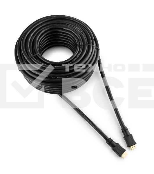 Кабель Cablexpert HDMI CC-HDMI4-20M, 19M/19M, v2.0, медь, позол.разъемы, экран, 20м, черный, пакет