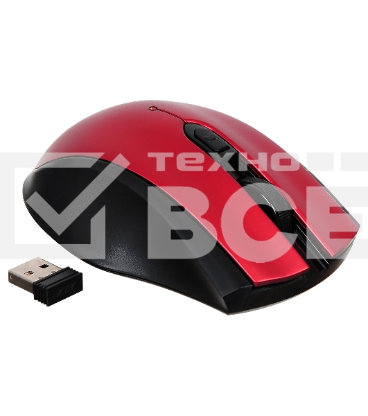 Мышь беспроводная Acer OMR032 черный/красный, 1600 dpi, радиоканал, USB, кнопки - 4