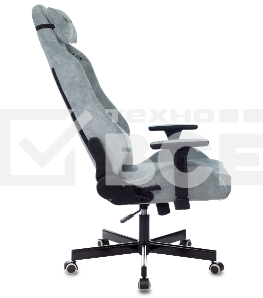 Кресло игровое Knight N1 Fabric серо-голубой Light-28 с подголов. крестовина металл