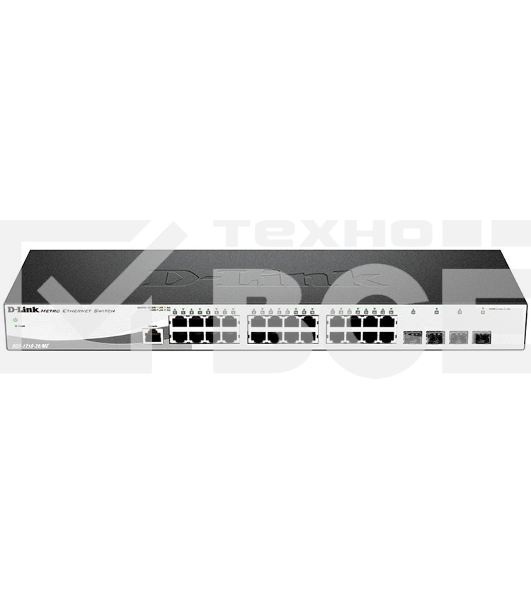 Управляемый коммутатор D-Link DGS-1210-28/ME/A2A2 уровня с 24 портами 10/100/1000Base-T и 4 портами 1000Base-X SFP