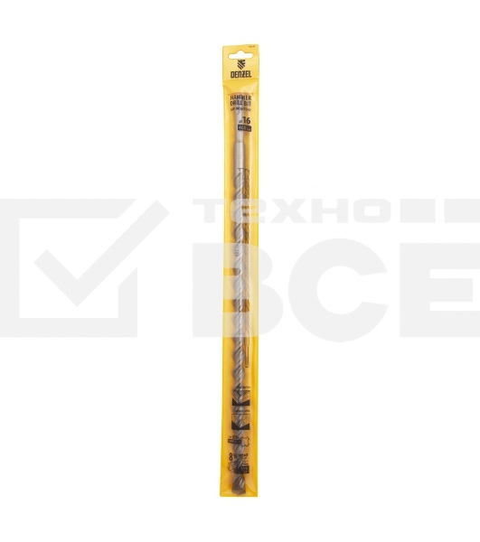 Бур по бетону, двойная спираль, Cobalt W-tip, 16x460 мм, SDS PLUS Denzel