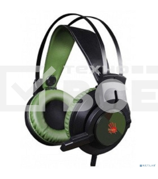 Наушники смикрофоном A4 Bloody J450 черный/зеленый 2.2м мониторы оголовье