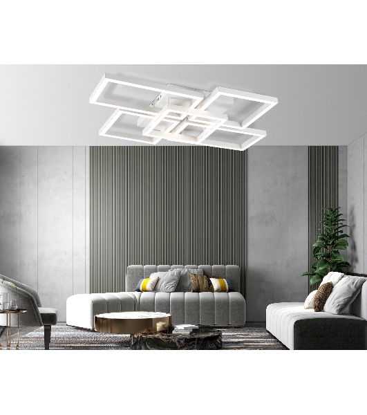 Потолочный светодиодный светильник Ambrella light FA1011/4+1 WH белый 90W 3000K-6400K 710*490*95 (ПДУ ИК)