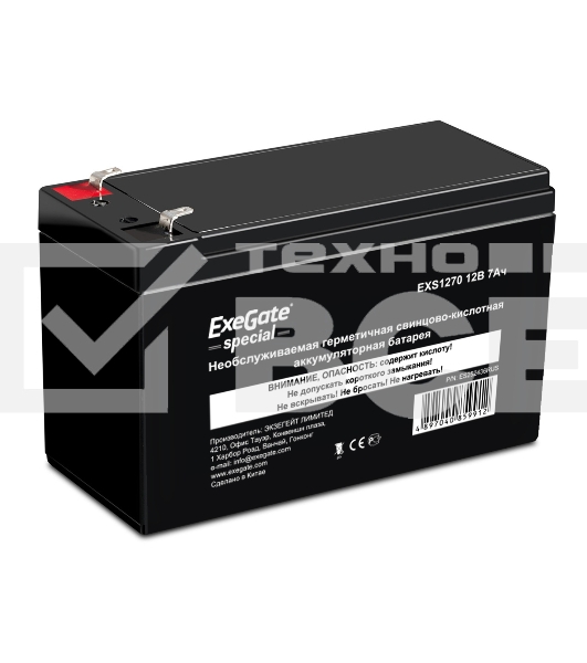 Батарея ExeGate ES252436RUS DT 1207/EXS1270 (12V 7Ah), клеммы F1