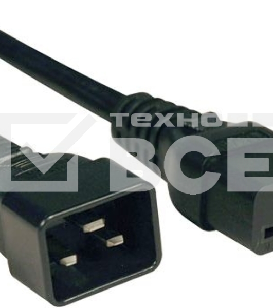 Hyperline PWC-IEC19-IEC20-1.0-BK Кабель питания IEC 320 C19 - IEC 320 C20 (3x1.5), 16A, прямая вилка, 1м, цвет черный