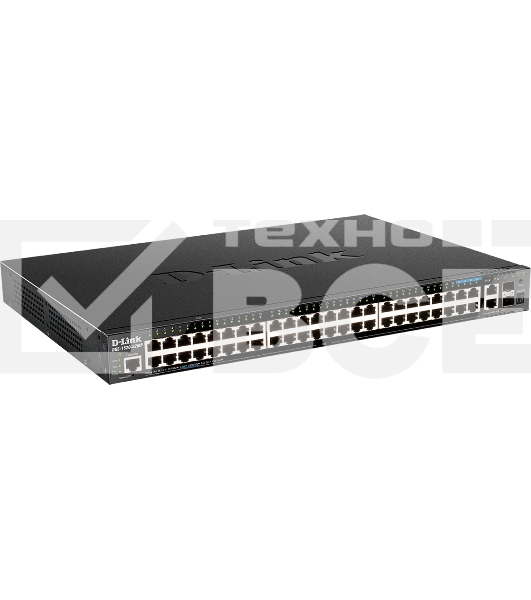 Управляемый L3 стекируемый коммутатор D-Link DGS-1520-52MP/A1A с 44 портами 10/100/1000Base-T, 4 портами 100/1000/2.5GBase-T, 2 портами 10GBase-T и 2 портами 10GBase-X SFP+