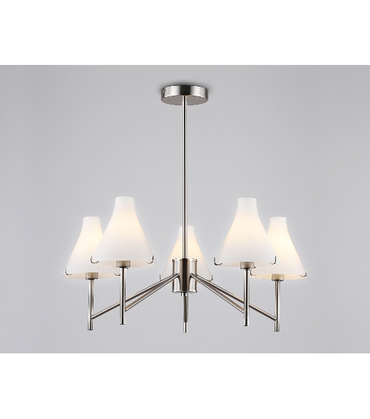 Люстра Ambrella light LH57123/5 SN/FR никель/белый матовый E14/5 max 40W D650*590