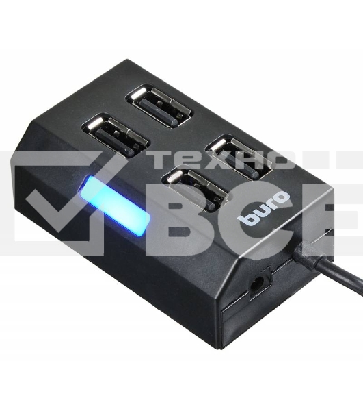 Разветвитель USB 2.0 Buro BU-HUB4-U2.0 4порт. черный