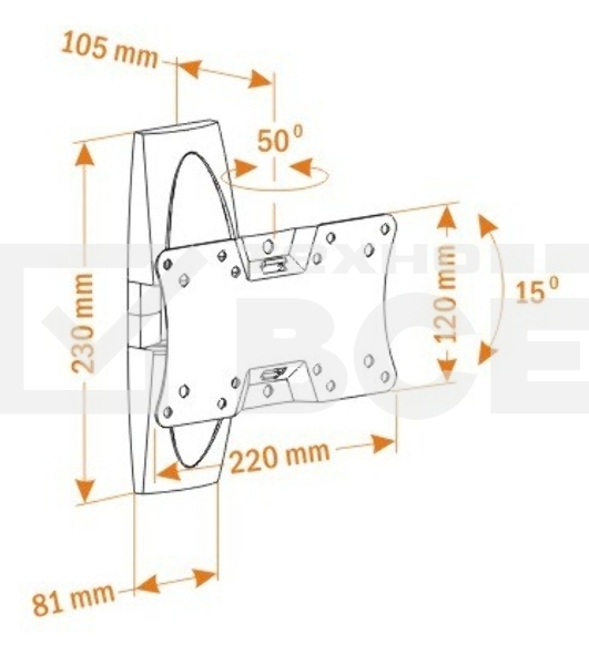 Кронштейн для телевизора Holder LCDS-5062 черный глянец 19