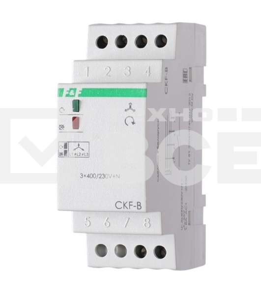 Реле контроля наличия; ассимметрии и чередования фаз CKF-B (монтаж на DIN-рейке 35мм; задержка отключения 3-5с; 3х400/230В+N 2А 1Z) F&F EA04.002.002