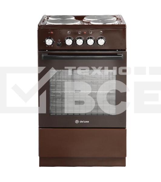 Плита электрическая De Luxe 5004.18э-014 коричневый, конфорок 4 шт, духовка 43 л, 50 см x 85 см x 50 см