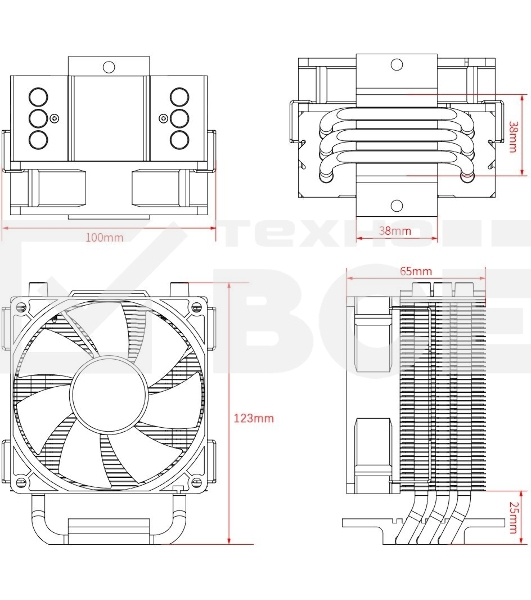 Кулер ID-COOLING SE-903-XT черный 92мм алюминий+медь 2200rpm 26db 4-pin 130w 123мм