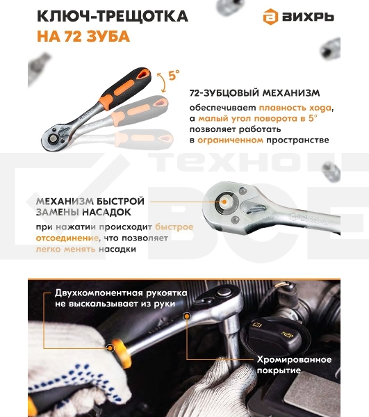 Набор инструментов ВИХРЬ 1/4