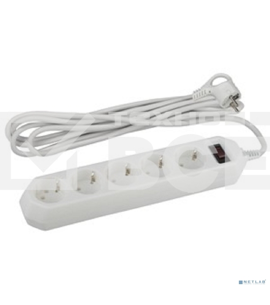 Сетевой фильтр ЭРА USF-5es-5m-W (белый) с заземл, 3x0,75 мм2, с выкл, 5 гн, 5 м защита от короткого замыкания, от перегрузки, от импульсных помех