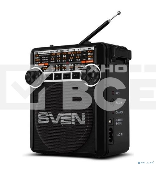 Радиоприемник АС SVEN SRP-355, черный (3 Вт, FM/AM/SW, USB, SD/microSD, фонарь, встроенный аккумулятор) АС SVEN SRP-355, черный (3 Вт, FM/AM/SW, USB, SD/microSD, фонарь, встроенный аккумулятор)