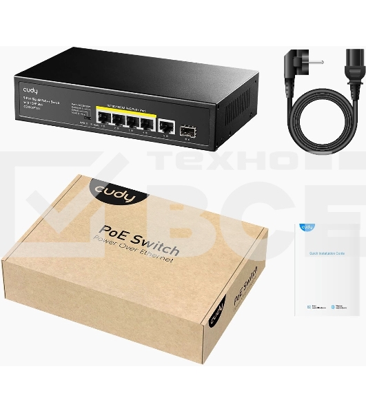 Коммутатор Cudy GS1005PTS1 (L2) 5x1Гбит/с 1SFP 4PoE+ 120W неуправляемый
