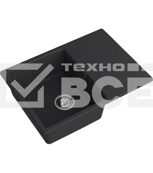 Мойка URBAN 668L black 1-чаша+крыло 680*490мм, монтаж: врезной, материал: кварц, цвет: черный