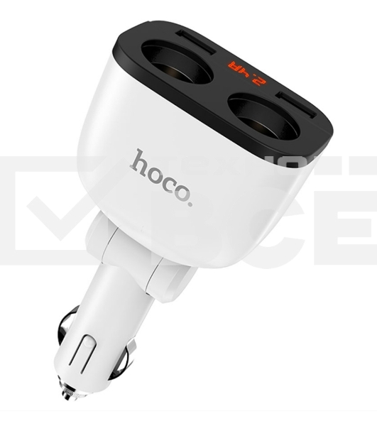 Автомобильная зарядка HOCO Z28 Power Ocean, 2xUSB + 2 прикуриватель, 3.1A, 160W, белый