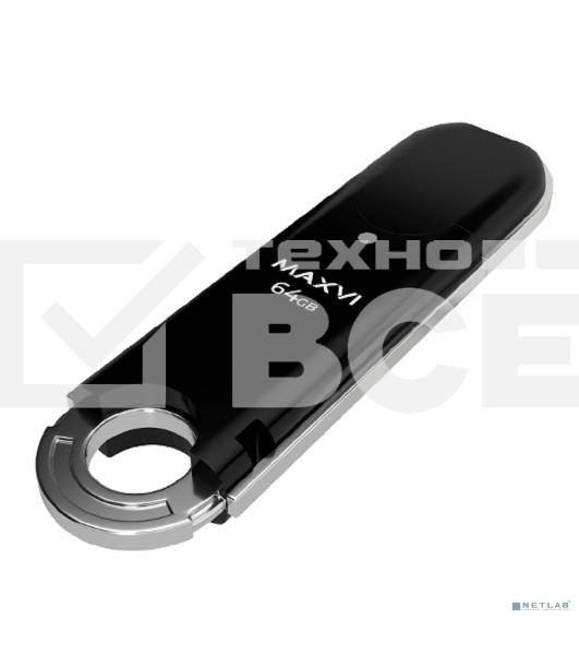 Флешка USB Maxvi P2 black (FD64GbUSB20C10P2), 64Gb, USB 2.0, R/W 30/10, черный