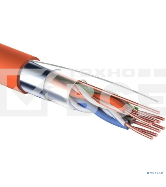 Кабель витая пара Rexant F/UTP, cat.5e, ZH нг(А)-HF, 4PR, 24AWG, INDOOR, SOLID, оранжевый, 305м