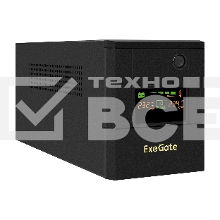 Источник бесперебойного питания ExeGate Smart LB-2200.LCD.AVR.4SH (2200VA/1300W, цветной LCD, AVR, 4*Schuko, батарея 12V 9Ah - 2 шт., металлический корпус, Black)