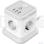 Сетевой фильтр Cablexpert Tower, TWR-4-CU2-W-2, 4р, 10А, 1xType-C PD, 20Вт, 2хUSB, 2 м, ур. защиты 2+, белый, коробка, фото2