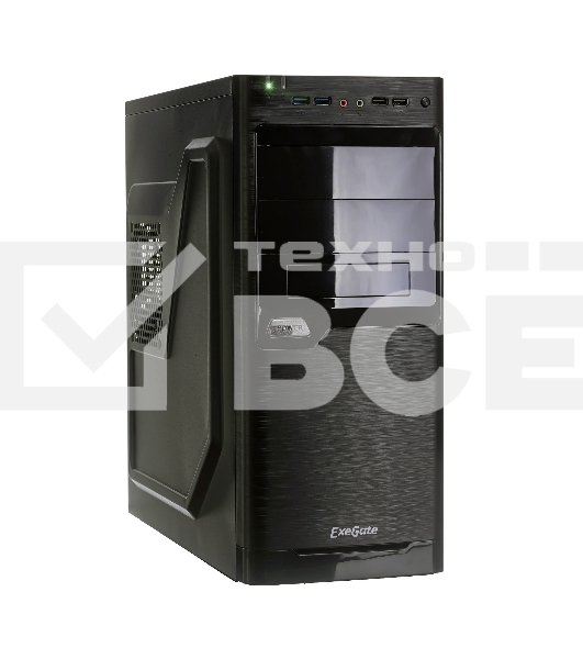 Компьютерный корпус Miditower ExeGate XP-330U Black, ATX, <XP400, Black,120mm>, 2*USB+2*USB3.0, Audio
