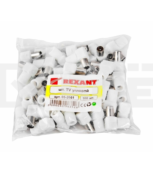 Разъем штекер TV Rexant без пайки белый угловой
