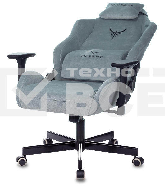 Кресло игровое Knight N1 Fabric серо-голубой Light-28 с подголов. крестовина металл