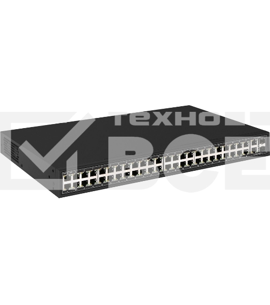 Коммутатор OSNOVO SW-64822(700W) 48 портовый PoE коммутатор, 48*10/100 Base-T PoE, 2*GE Combo Uplink, PoE на порт до 30W, суммарная мощность PoE до 700W