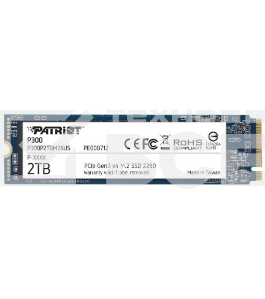 Накопитель SSD Patriot P300, 2TB, PCIe 3.0 x4, M.2 2280, NVMe, R/W 2100/1650