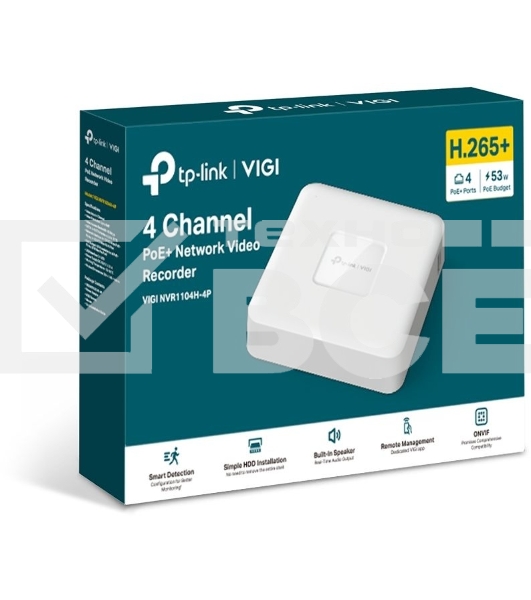 Видеорегистратор 4 Channel PoE Network Video RecorderSPEC: H.265+/H.265/H.264+/H.264, Up to 8MP resolution, Decoding capability/4-ch @4MP,80 Mbps Incoming Bandwidth(up to 4 channels),4× 10/100 Mbps PoE+ Ports, PoE Power 53W, 802.3 af/at,1× SATA Interface(up to 10 T
