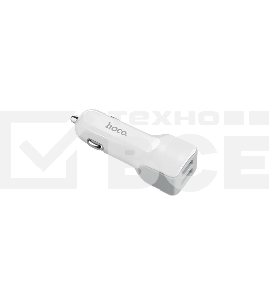 Автомобильное зарядное устройство HOCO z23 grand style dual-port car charger set with lightning cable, белый