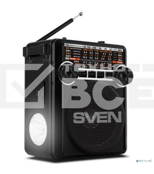Радиоприемник АС SVEN SRP-355, черный (3 Вт, FM/AM/SW, USB, SD/microSD, фонарь, встроенный аккумулятор) АС SVEN SRP-355, черный (3 Вт, FM/AM/SW, USB, SD/microSD, фонарь, встроенный аккумулятор)