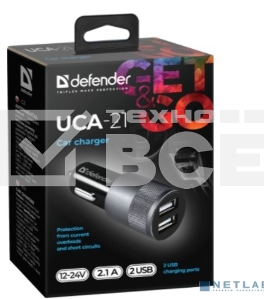 Зарядное устройство для авто Defender UCA-21 5V 2.1A